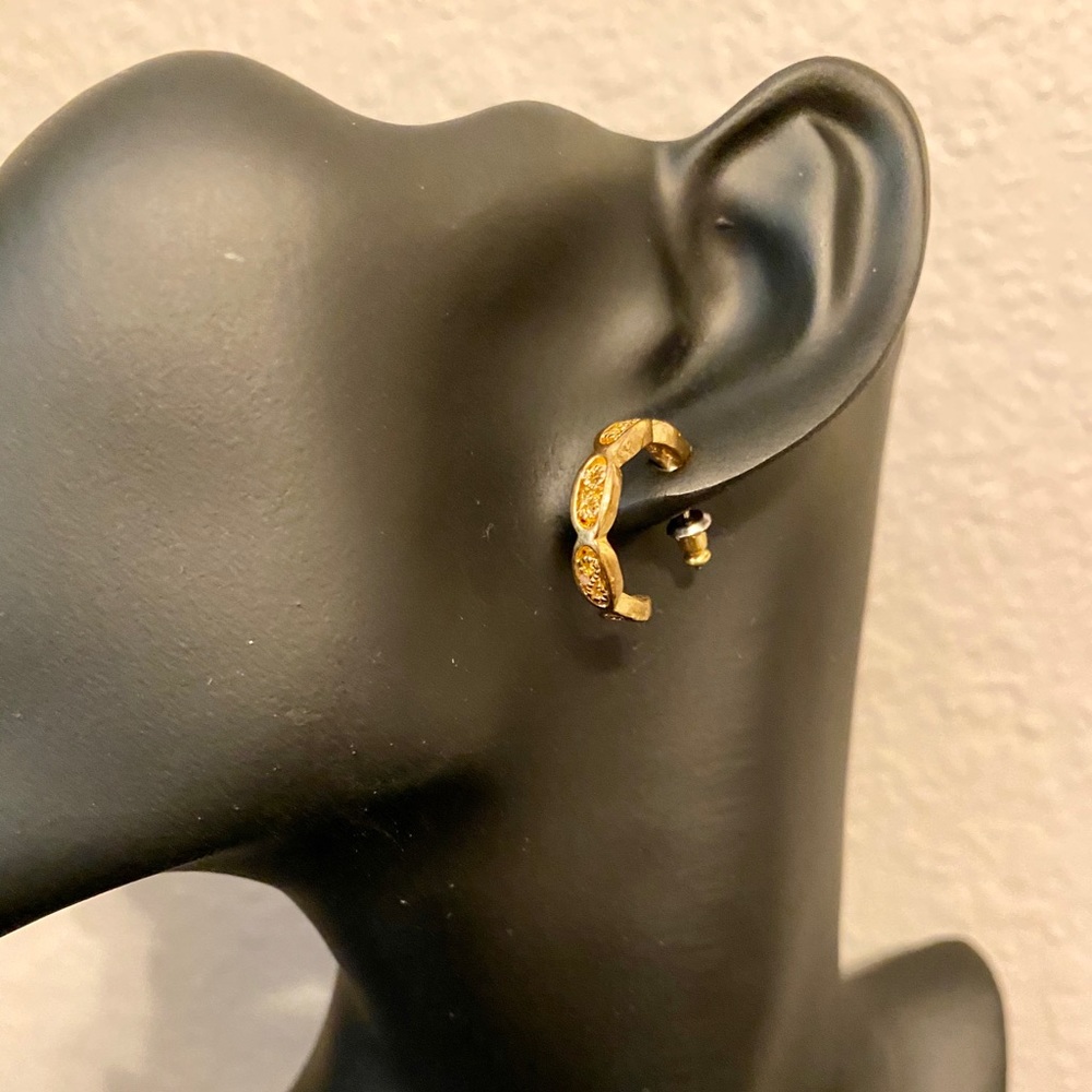 Earrings, filigree, gold tone